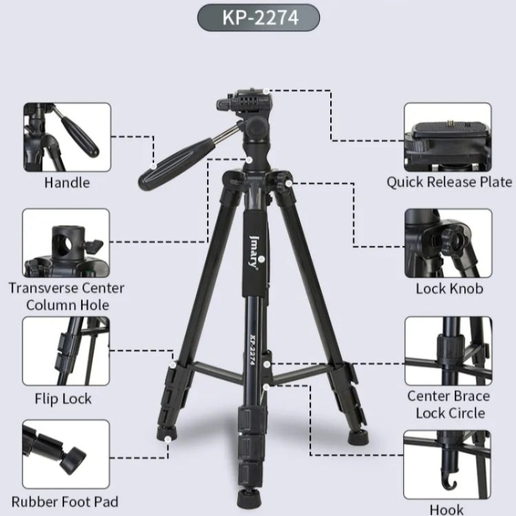 JMARY KP-2274 5-section Adjustable Monopod Multi-function Outdoor Photography Tripod