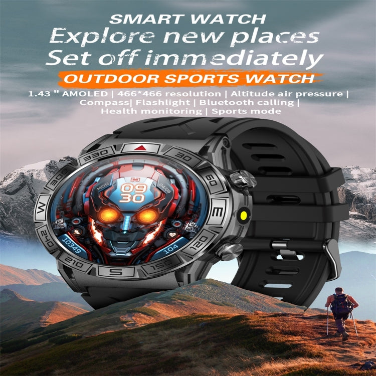 KC80 1.43 inch Color Screen Smart Watch, Support AI Voice Assistant / Bluetooth Call(Camouflage Orange)