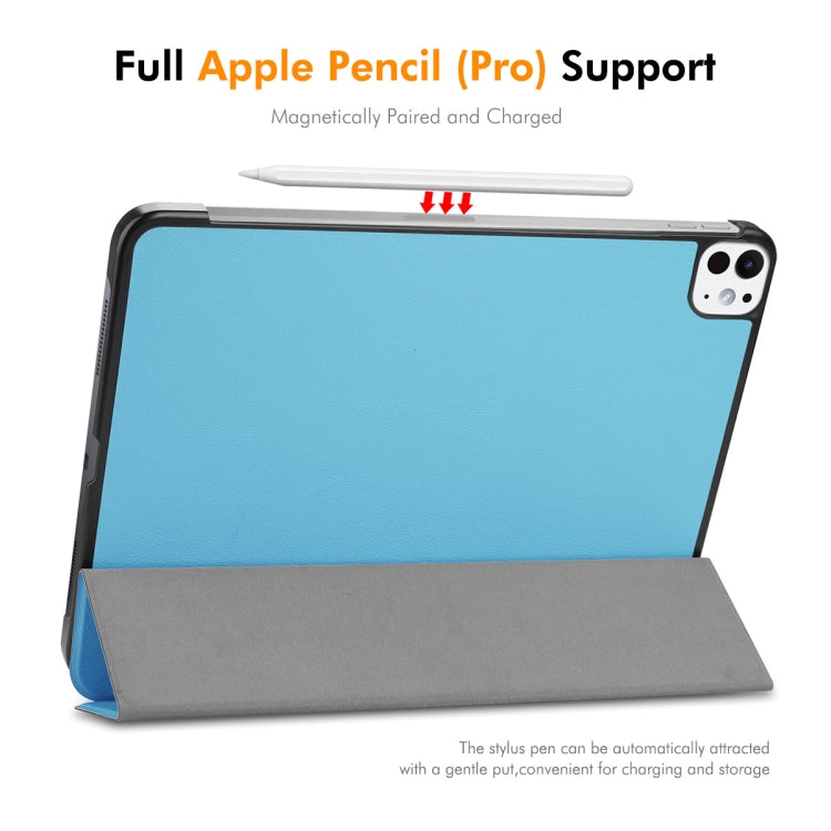 For iPad Pro 11 2024 ENKAY Tri-fold Custer Texture Platic Leather Smart Tablet Case(Black)