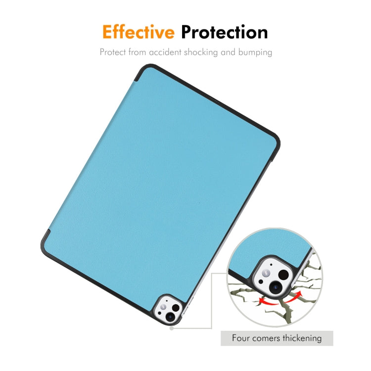 For iPad Pro 11 2024 ENKAY Tri-fold Custer Texture Platic Leather Smart Tablet Case(Grey)