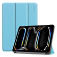 For iPad Pro 13 2024 ENKAY Tri-fold Custer Texture Platic Leather Smart Tablet Case(Light Blue) - iPad Pro 13 2024 Cases by ENKAY | Online Shopping South Africa | PMC TechLife | Buy Now Pay Later Mobicred