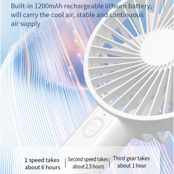 F35 With Hanging Hole Rechargeable Cooling Fan Powerful Handheld Fan 1200mAh Desk Fan(White)