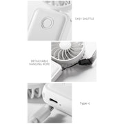 F458 With Neck Rope Summer 3 Speeds Adjustable Foldable Mini Handheld Fan(Purple)