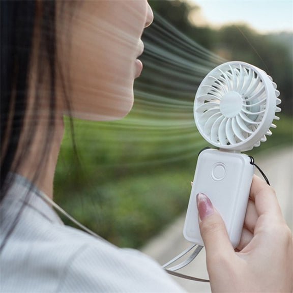 F458 With Neck Rope Summer 3 Speeds Adjustable Foldable Mini Handheld Fan(Purple)
