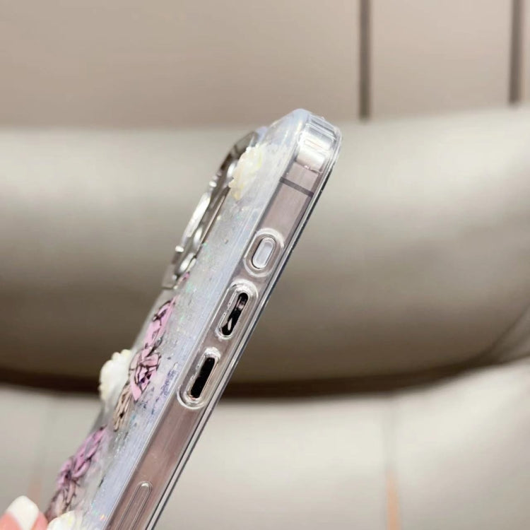 For iPhone 16 Pro Glitter 3D Butterfly TPU Phone Case(Gold)