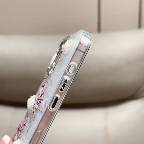 For iPhone 16 Plus Glitter 3D Butterfly TPU Phone Case(Blue)