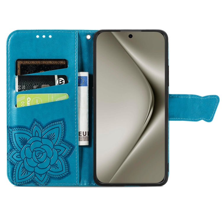 For Huawei Pura 70 Ultra Butterfly Love Flower Embossed Leather Phone Case(Blue)