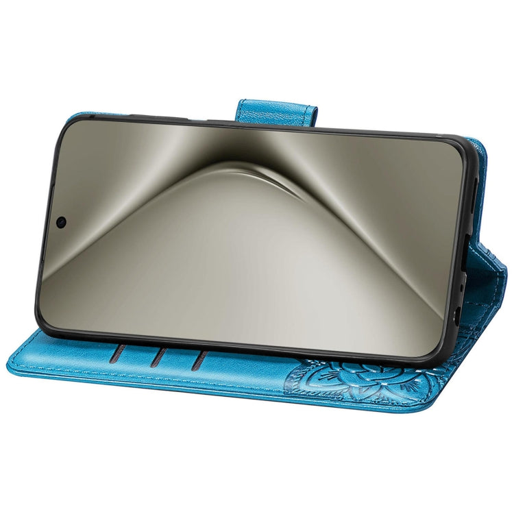 For Huawei Pura 70 Ultra Butterfly Love Flower Embossed Leather Phone Case(Blue)