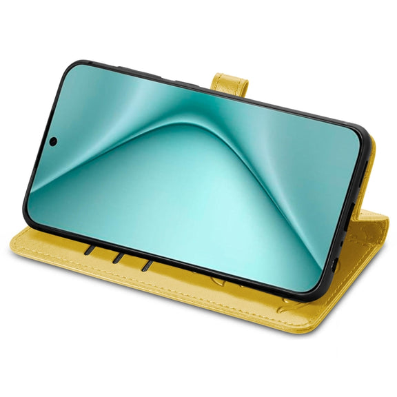 For Huawei Pura 70 Pro+ Cat and Dog Embossed Leather Phone Case(Yellow)