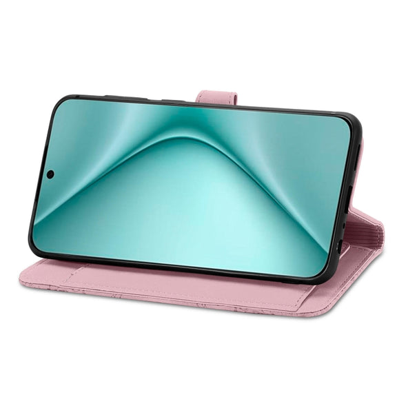 For Huawei Pura 70 Pro Embossed Flower Zipper Leather Phone Case(Pink)
