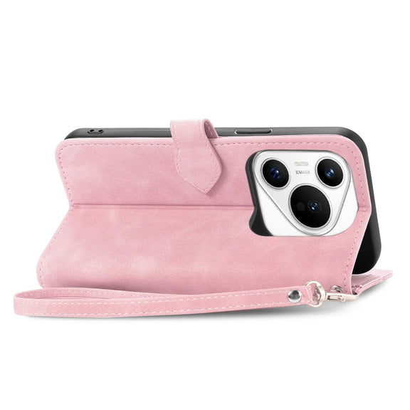 For Huawei Pura 70 Pro Embossed Flower Zipper Leather Phone Case(Pink)