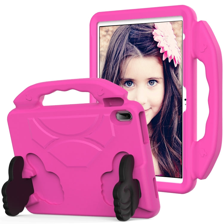 For iPad Air 11 2025 / 2024 Children EVA Shockproof Tablet Case with Thumb Bracket(RoseRed)