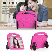 For iPad Air 11 2025 / 2024 Children EVA Shockproof Tablet Case with Thumb Bracket(RoseRed)