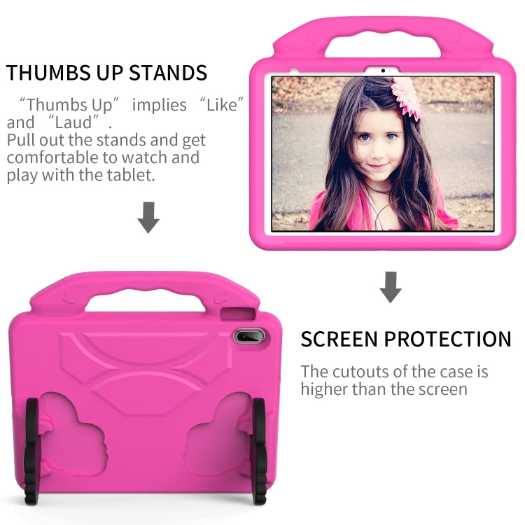 For iPad Air 11 2025 / 2024 Children EVA Shockproof Tablet Case with Thumb Bracket(RoseRed)