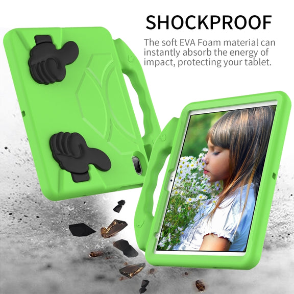 For iPad Air 11 2025 / 2024 Children EVA Shockproof Tablet Case with Thumb Bracket(Green)