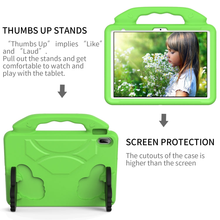For iPad Air 11 2025 / 2024 Children EVA Shockproof Tablet Case with Thumb Bracket(Green)
