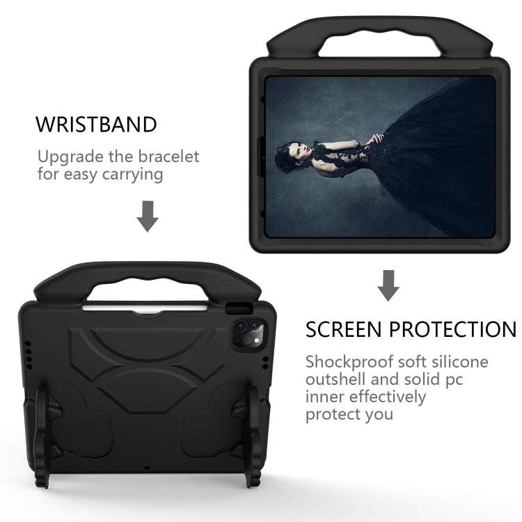 For iPad Pro 11 2024 Children EVA Shockproof Tablet Case with Thumb Bracket(Black)