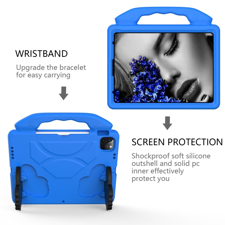 For iPad Pro 11 2024 Children EVA Shockproof Tablet Case with Thumb Bracket(Blue)