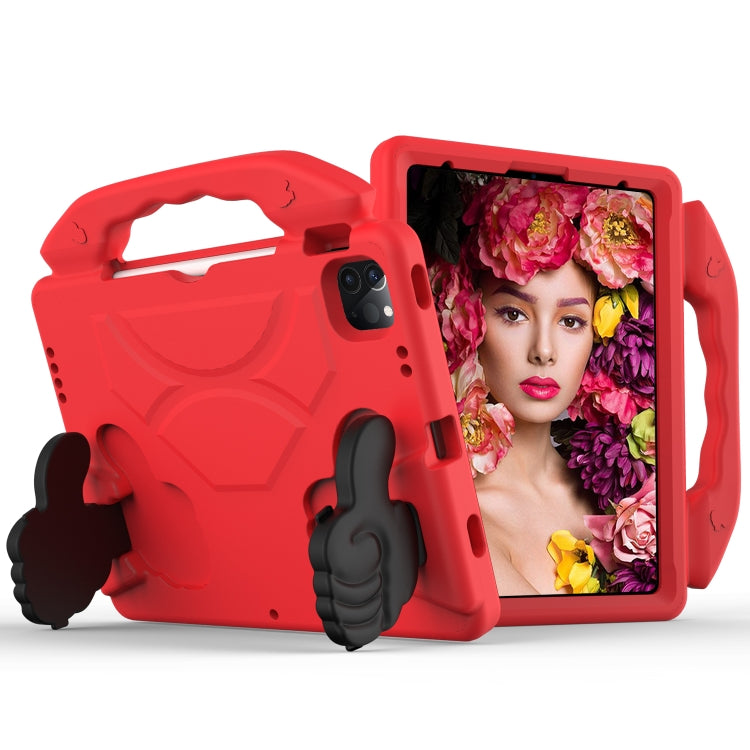 For iPad Pro 11 2024 Children EVA Shockproof Tablet Case with Thumb Bracket(Red)