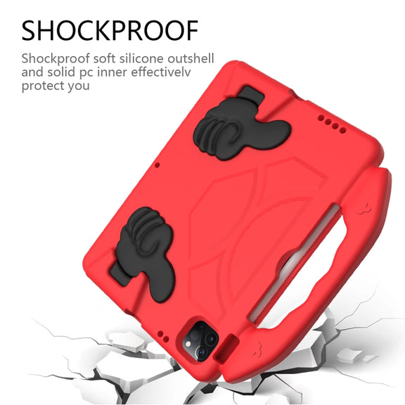 For iPad Pro 11 2024 Children EVA Shockproof Tablet Case with Thumb Bracket(Red)