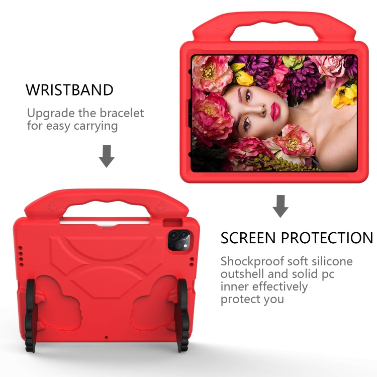 For iPad Pro 11 2024 Children EVA Shockproof Tablet Case with Thumb Bracket(Red)