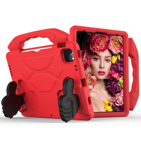 For iPad Pro 11 2024 Children EVA Shockproof Tablet Case with Thumb Bracket(Red)