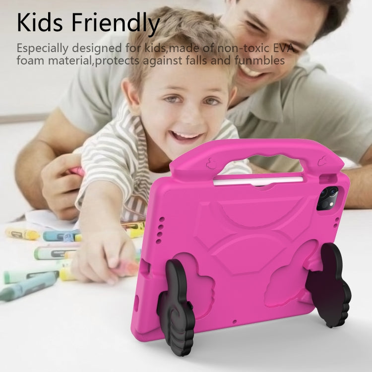 For iPad Pro 11 2024 Children EVA Shockproof Tablet Case with Thumb Bracket(RoseRed)