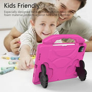 For iPad Pro 11 2024 Children EVA Shockproof Tablet Case with Thumb Bracket(RoseRed)