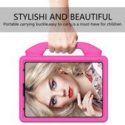 For iPad Pro 11 2024 Children EVA Shockproof Tablet Case with Thumb Bracket(RoseRed)