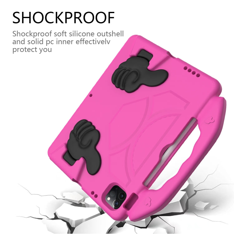 For iPad Pro 11 2024 Children EVA Shockproof Tablet Case with Thumb Bracket(RoseRed)