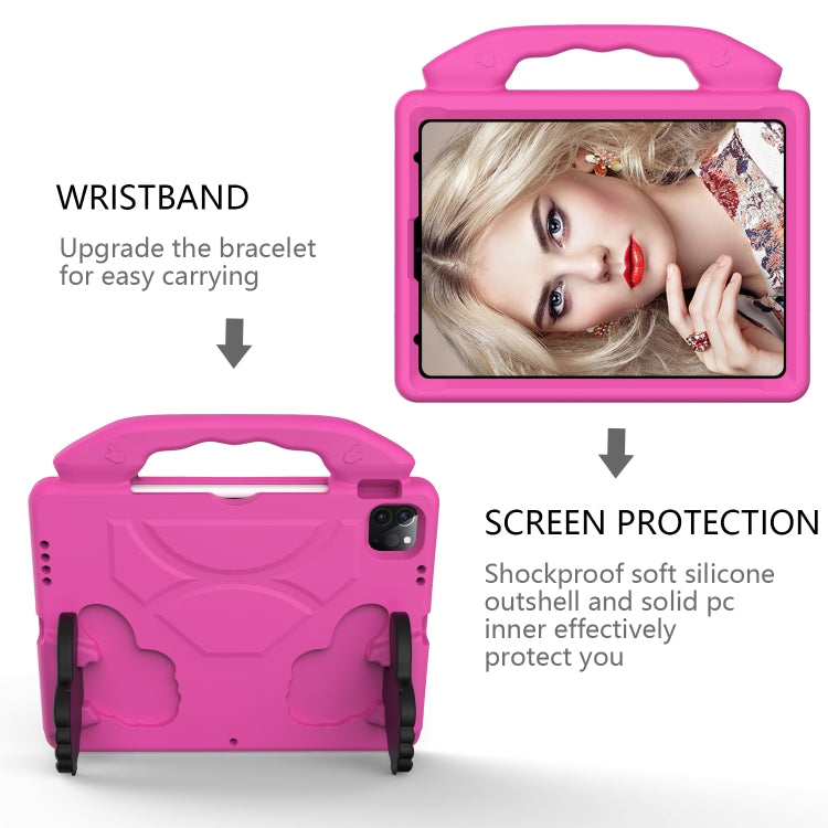 For iPad Pro 11 2024 Children EVA Shockproof Tablet Case with Thumb Bracket(RoseRed)