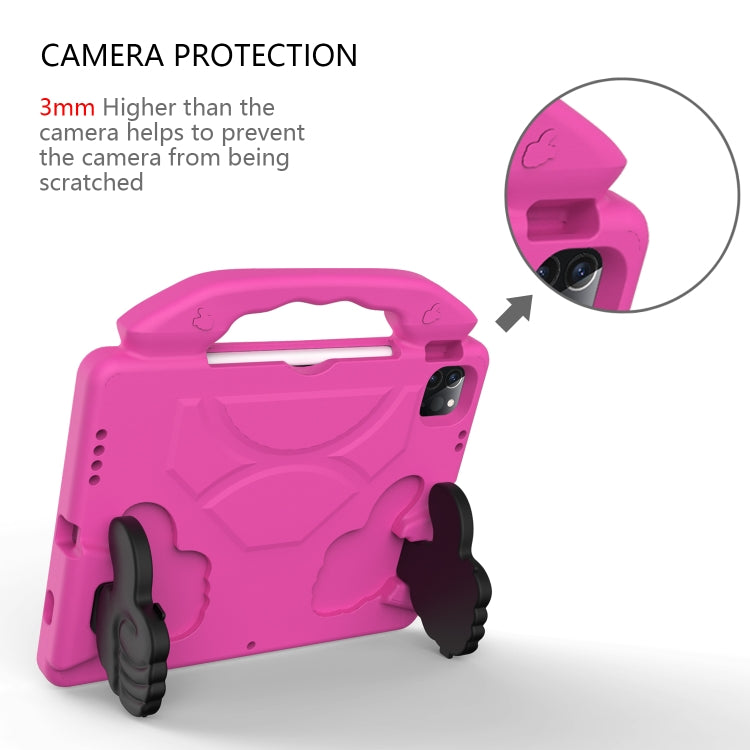 For iPad Pro 11 2024 Children EVA Shockproof Tablet Case with Thumb Bracket(RoseRed)