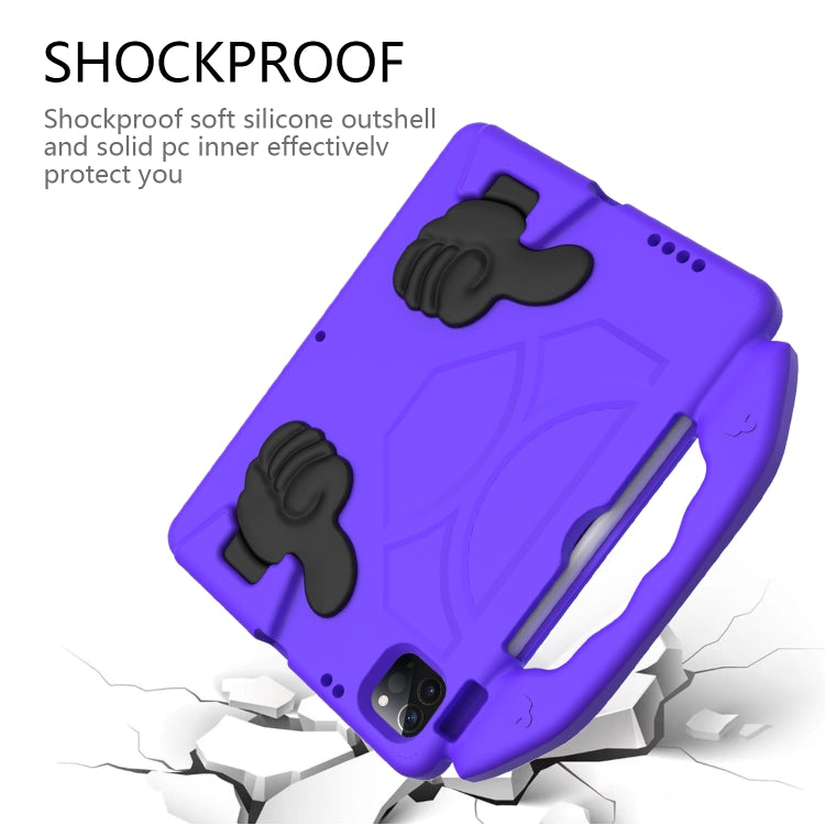 For iPad Pro 11 2024 Children EVA Shockproof Tablet Case with Thumb Bracket(Purple)