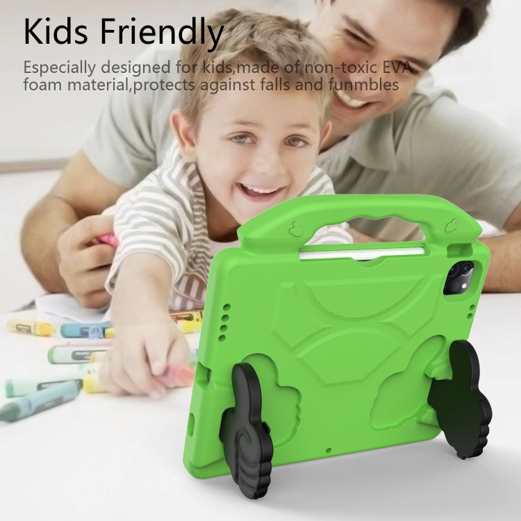 For iPad Pro 11 2024 Children EVA Shockproof Tablet Case with Thumb Bracket(Green)