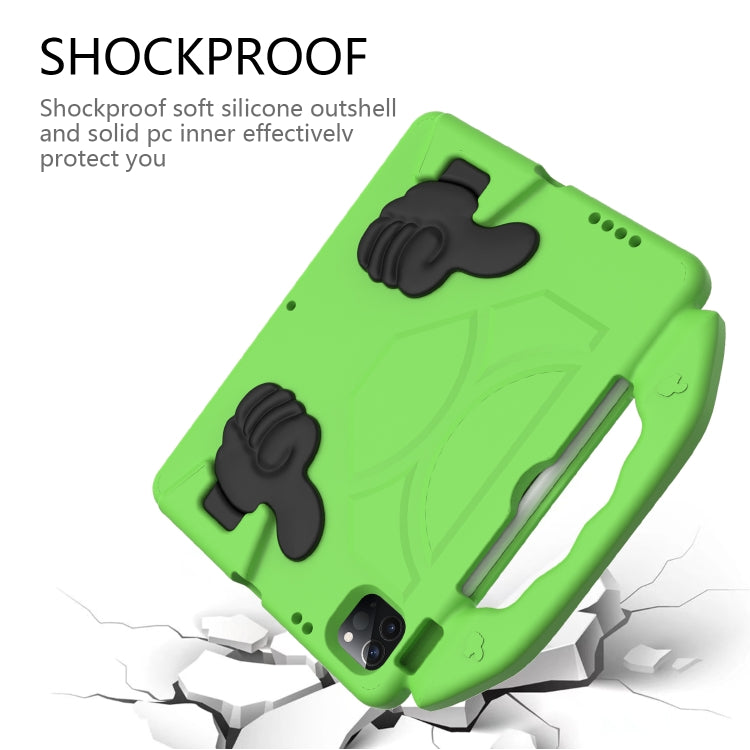 For iPad Pro 11 2024 Children EVA Shockproof Tablet Case with Thumb Bracket(Green)