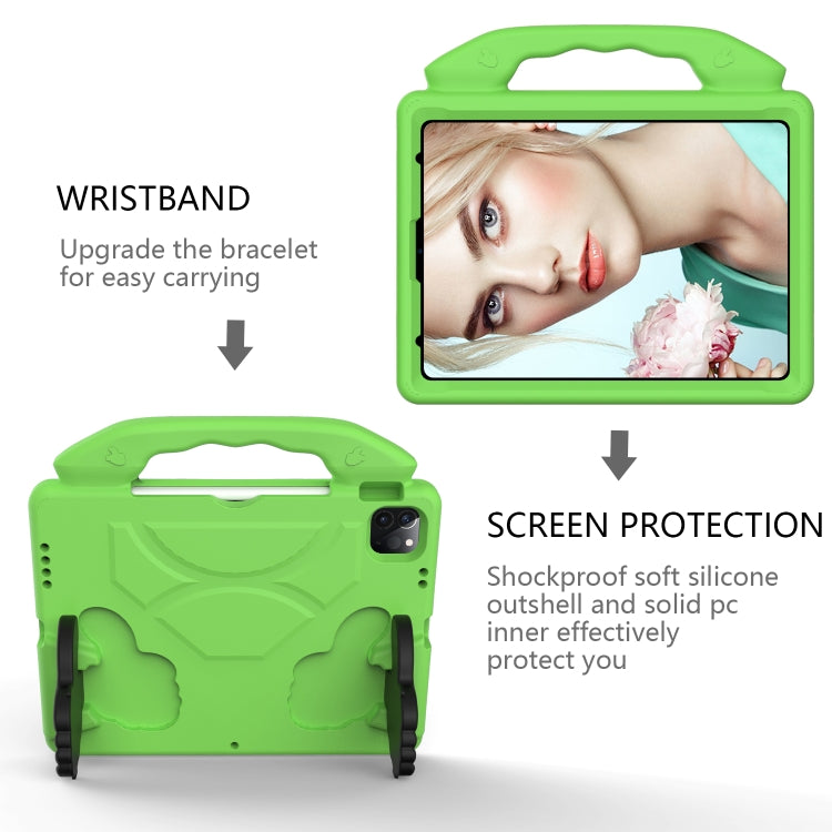 For iPad Pro 11 2024 Children EVA Shockproof Tablet Case with Thumb Bracket(Green)