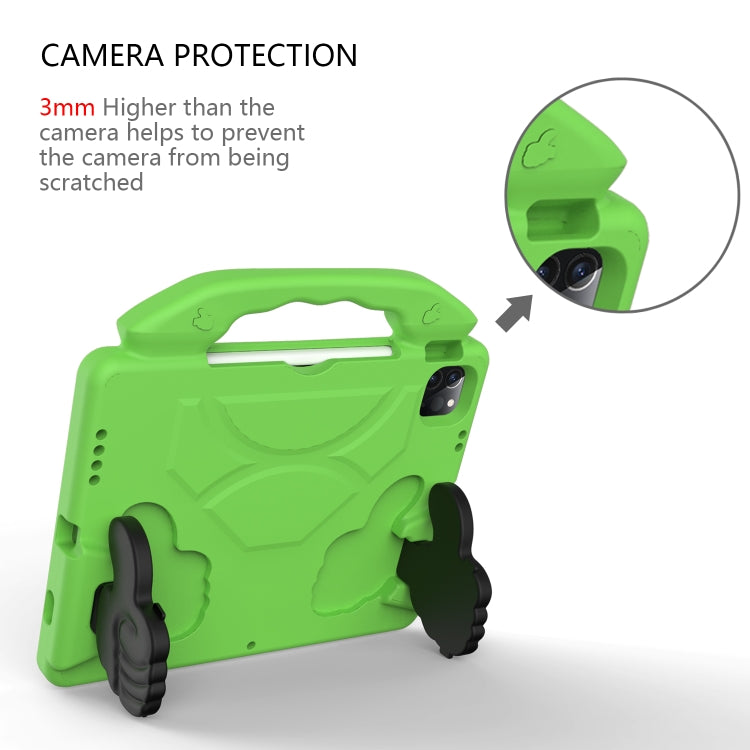 For iPad Pro 11 2024 Children EVA Shockproof Tablet Case with Thumb Bracket(Green)