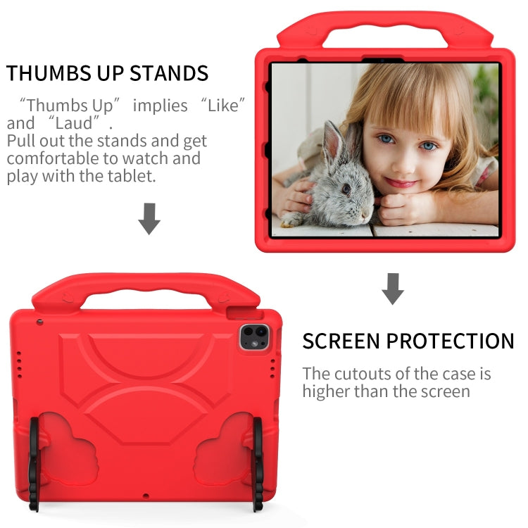 For iPad Pro 13 2024 Children EVA Shockproof Tablet Case with Thumb Bracket(Red)