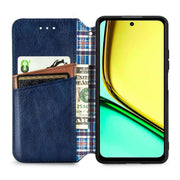 For Realme C65 Cubic Grid Pressed Magnetic Leather Phone Case(Blue)