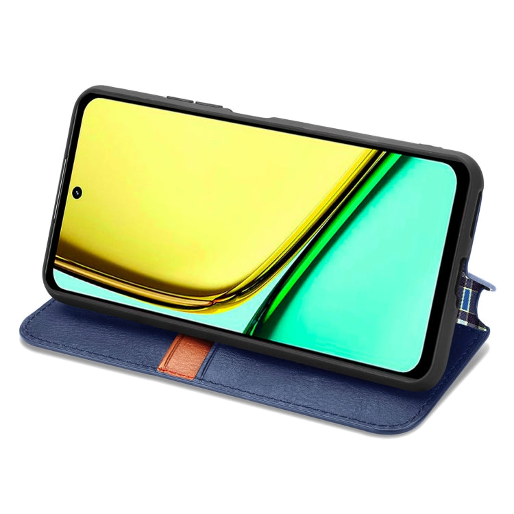 For Realme C65 Cubic Grid Pressed Magnetic Leather Phone Case(Blue)