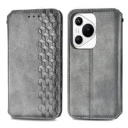 For Huawei Pura 70 Cubic Grid Pressed Magnetic Leather Phone Case(Gray)