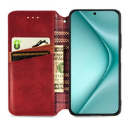 For Huawei Pura 70 Cubic Grid Pressed Magnetic Leather Phone Case(Red)