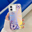 For iPhone 16 Electroplating Laser Butterfly Phone Case(Purple Butterflies AB3) - iPhone 16 Cases by PMC TechLife | Online Shopping South Africa | PMC TechLife | Buy Now Pay Later Mobicred