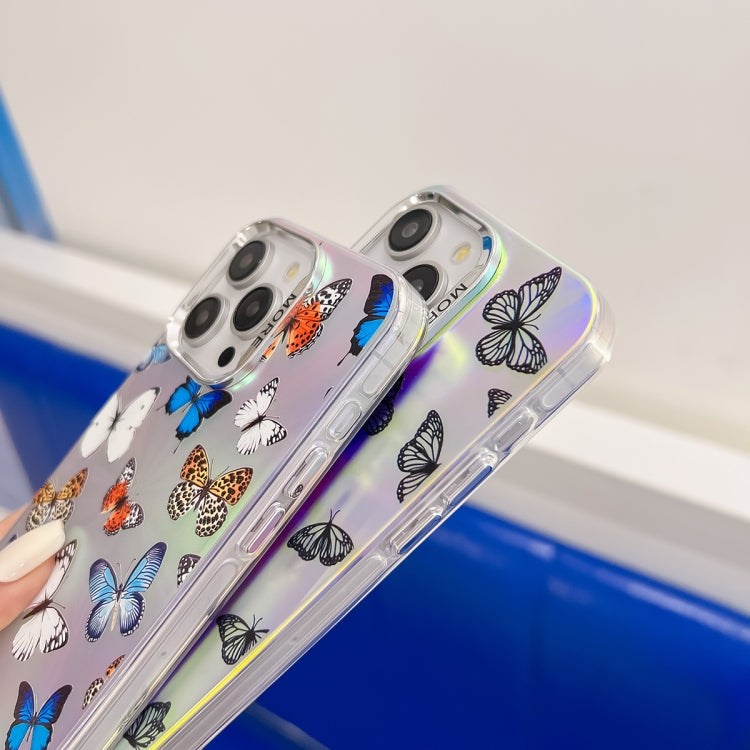 For iPhone 16 Electroplating Laser Butterfly Phone Case(Blue Butterflies AB4)