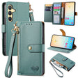 For Samsung Galaxy S25+ 5G Love Zipper Lanyard Leather Phone Case(Green) - Galaxy S25+ 5G Cases by PMC TechLife | Online Shopping South Africa | PMC TechLife | Buy Now Pay Later Mobicred