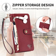For Samsung Galaxy S25+ 5G Love Zipper Lanyard Leather Phone Case(Black)