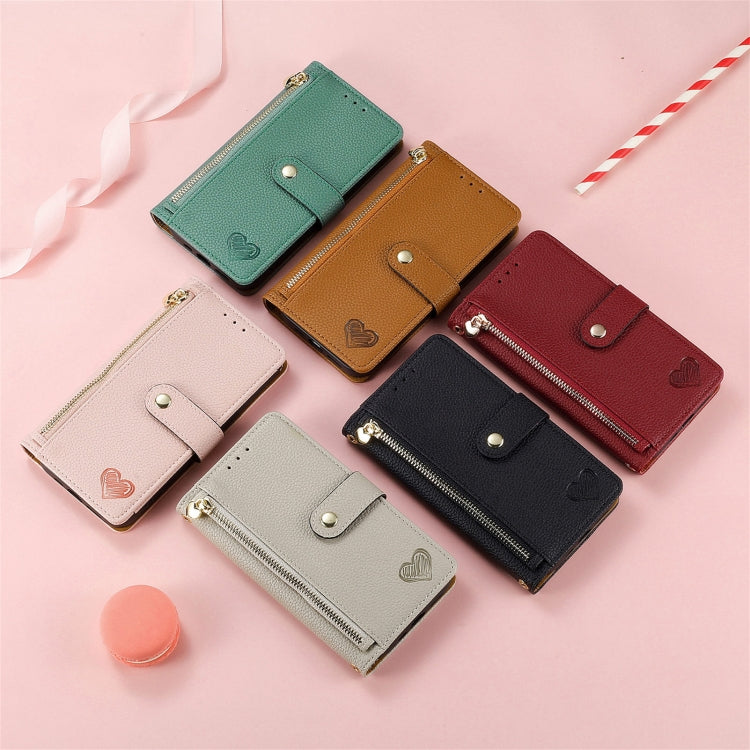 For Samsung Galaxy S25+ 5G Love Zipper Lanyard Leather Phone Case(Black)