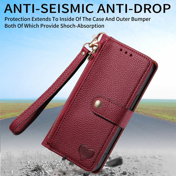 For Huawei Pura 70 Love Zipper Lanyard Leather Phone Case(Red)