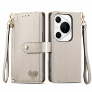 For Huawei Pura 70 Pro Love Zipper Lanyard Leather Phone Case(Gray)