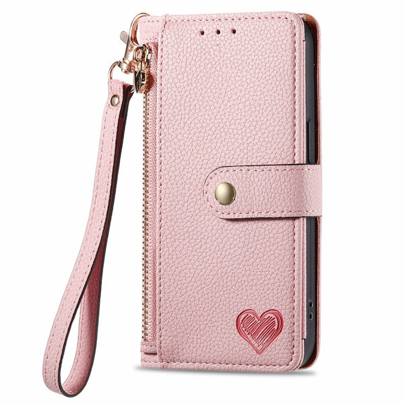 For Huawei Pura 70 Pro Love Zipper Lanyard Leather Phone Case(Pink)